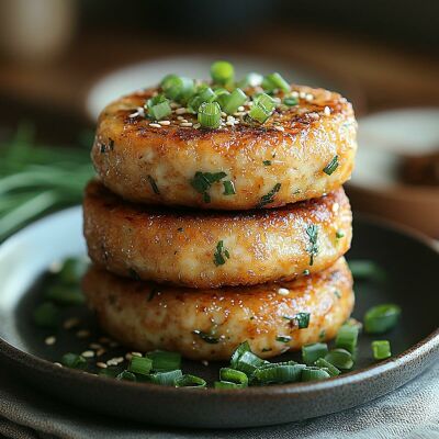 Imagem principal da notícia Hambúrguer Proteico de Tofu e Cebolinha: À Base de Plantas, Fácil e Irresistível